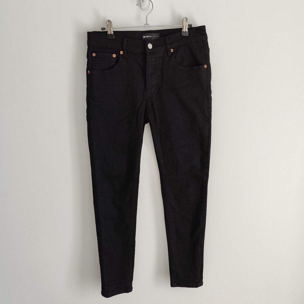 Purple Brand Jeans Size 30x29 P001 Black Denim Slim Fit Low Rise Slim Leg New